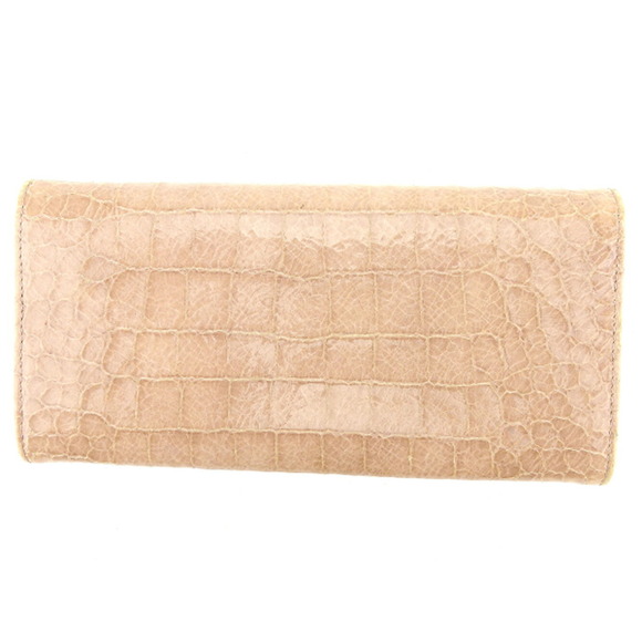 Miu Miu leather zipper crocodile long beige accessory Wallet pink - Picture 1 of 6